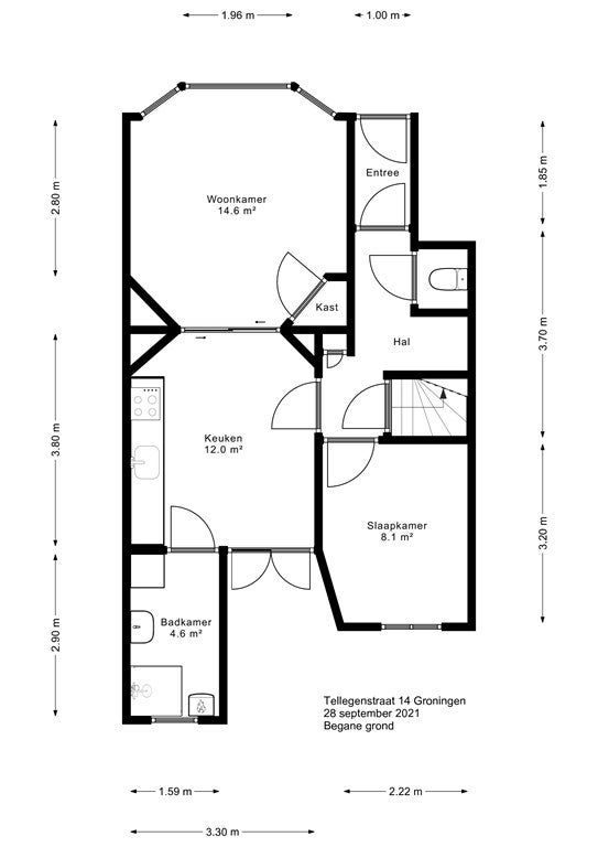 Appartement Tellegenstraat in Groningen