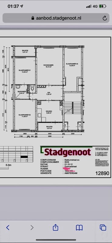 Appartement Duinluststraat in Amsterdam