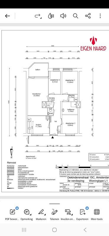 Appartement Derkinderenstraat in Amsterdam