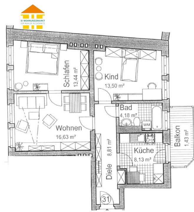Wohnung Lutherstraße in Chemnitz