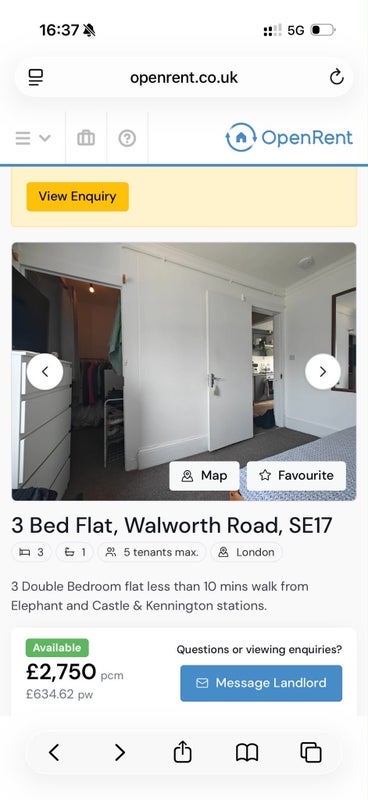 Room Walworth Road in Greater London