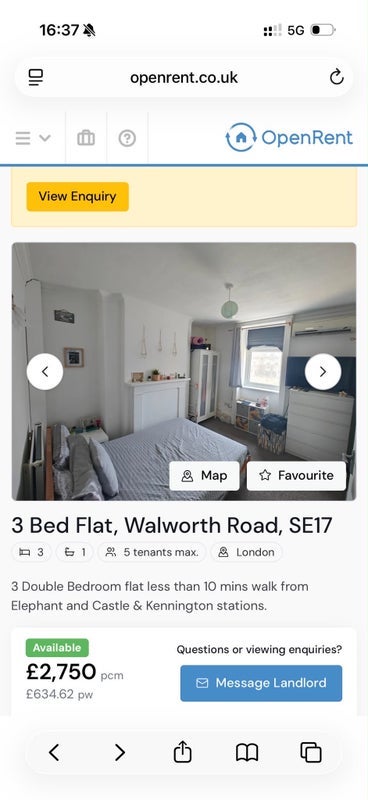 Room Walworth Road in Greater London
