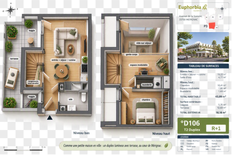 Appartement rue Germaine Tillion à Mérignac