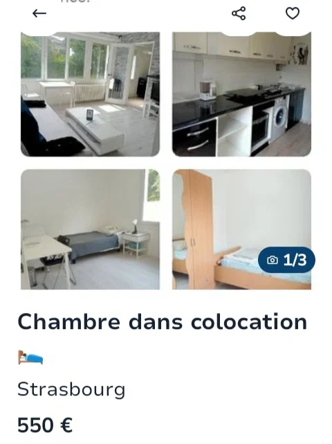 Chambre Rue du Rieth à Strasbourg