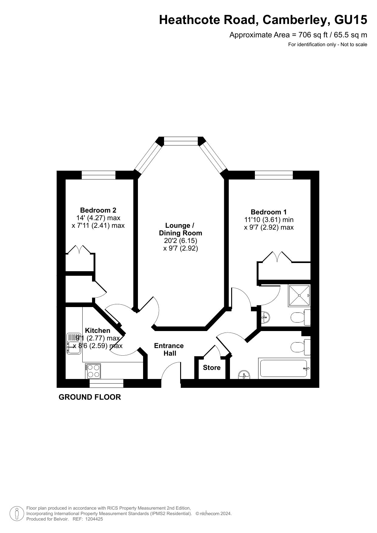 Flat Middle Gordon Road in Surrey Heath