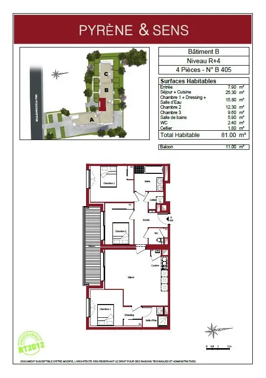 Flat Boulevard de la Paix in Pau