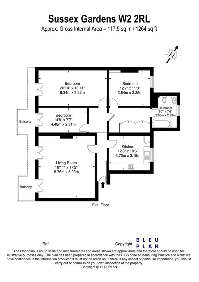 Flat Sussex Gardens in City of Westminster