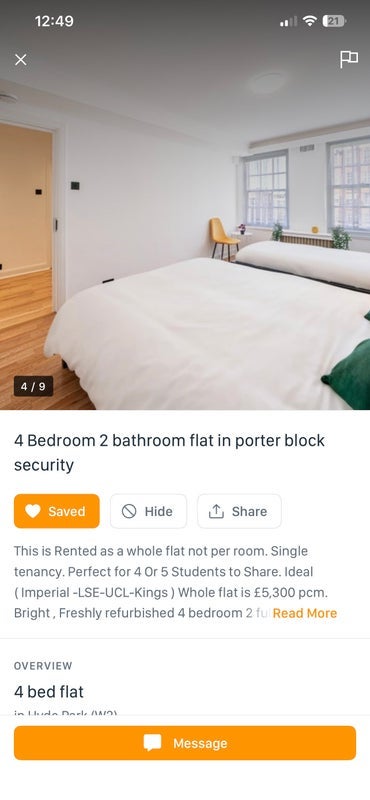 Room Connaught Street in City of Westminster