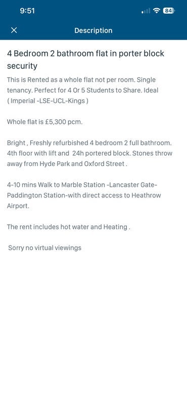 Room Connaught Street in City of Westminster