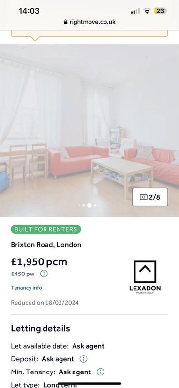 Room Brixton Road in Greater London