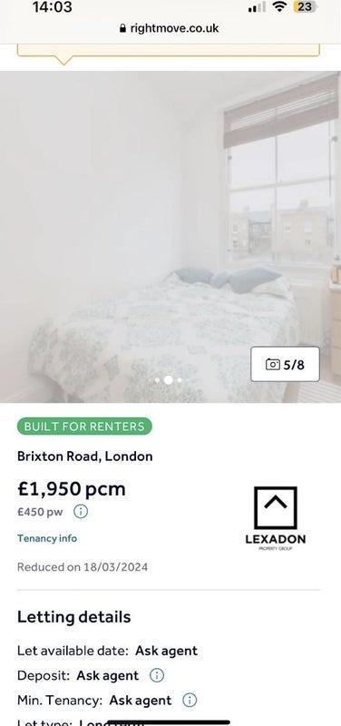 Room Brixton Road in Greater London