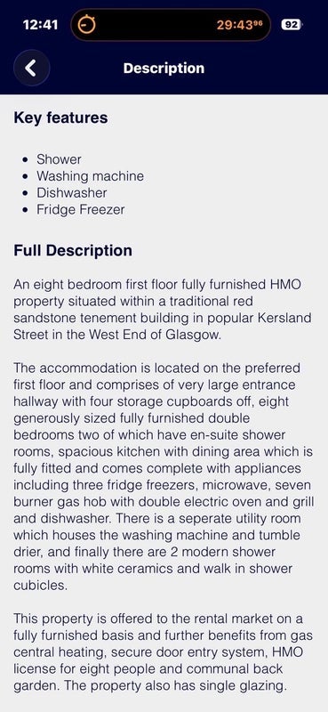 Room Kersland Street in Glasgow