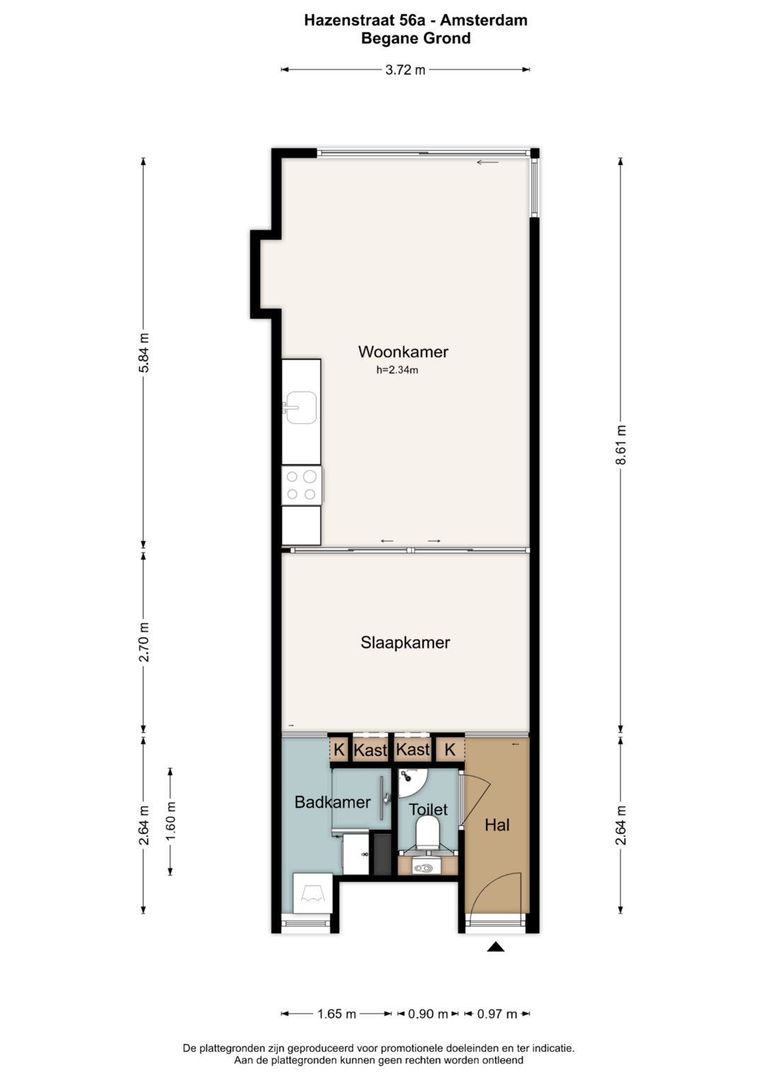 Studio te koop: Hazenstraat 56A, Amsterdam