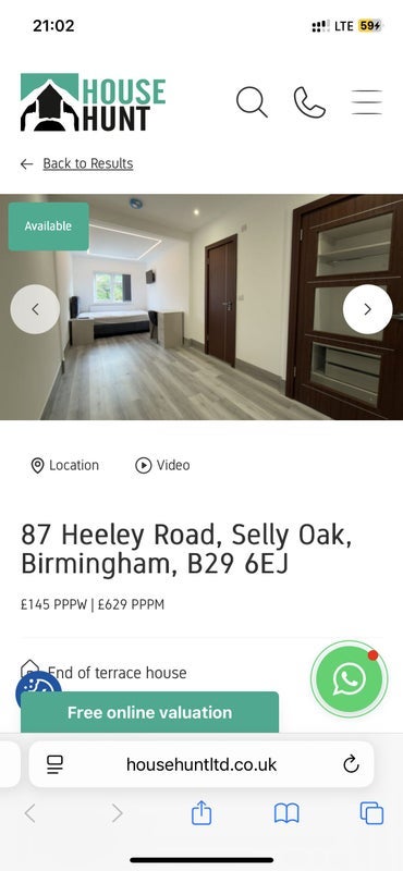 Room Heeley Road in Birmingham