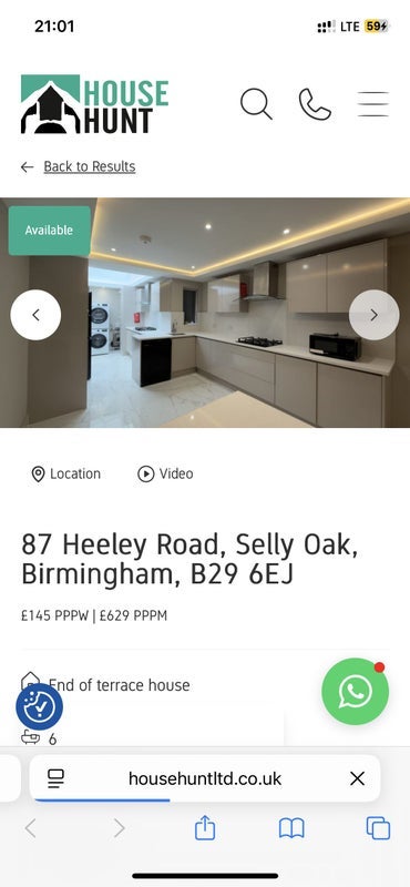 Room Heeley Road in Birmingham
