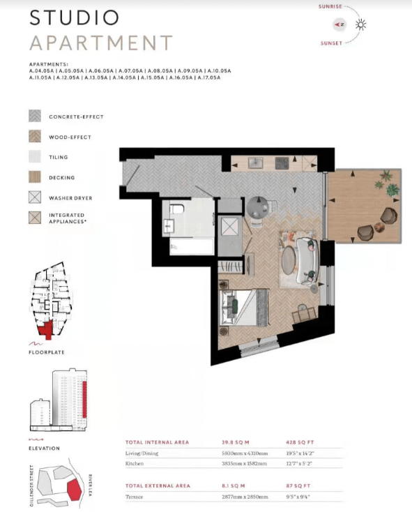 Flat Gillender Street in Greater London