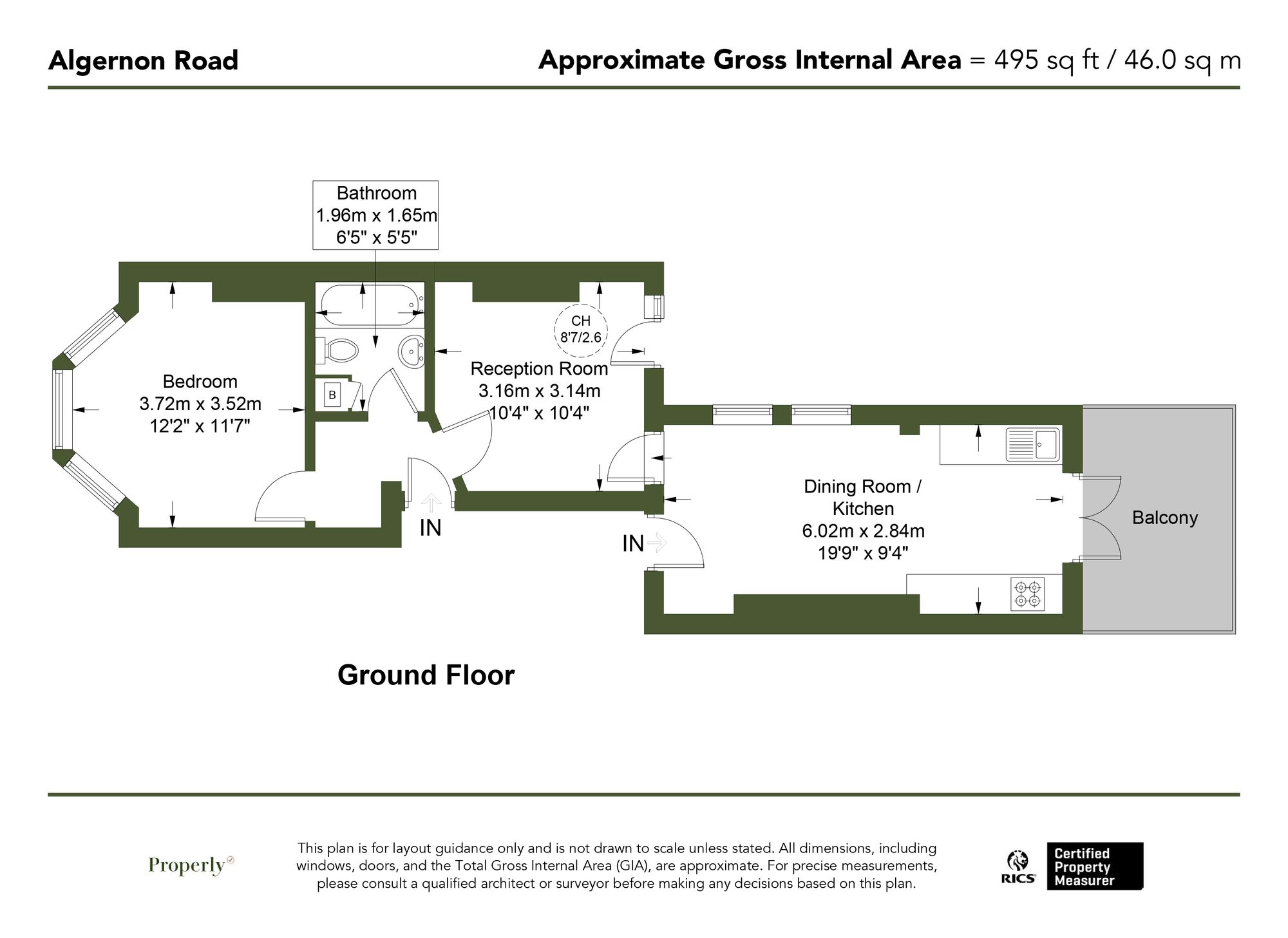 Flat Algernon Road in Greater London