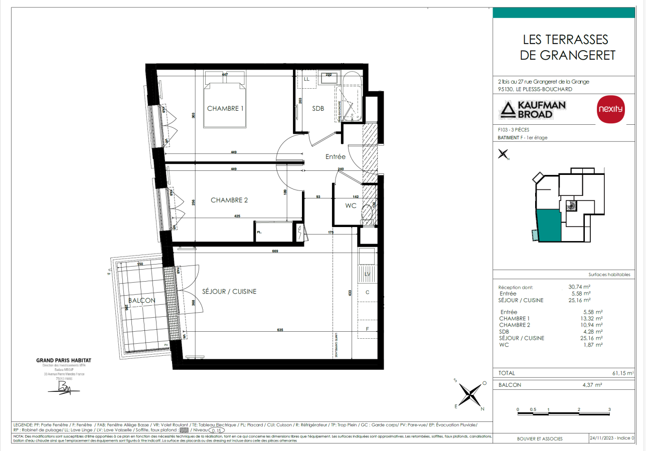 Appartement Rue Grangeret de la Grange à Le Plessis-Bouchard