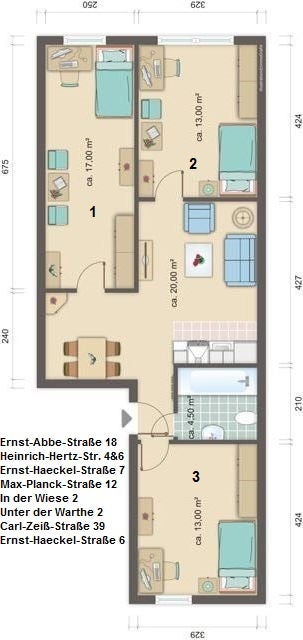 Zimmer Carl-Zeiß-Straße in Erfurt