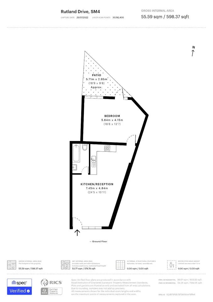 Flat Rutland Drive in Greater London