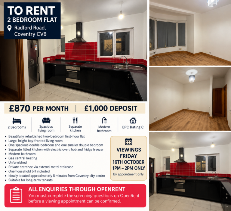 Flat Radford Road in Coventry