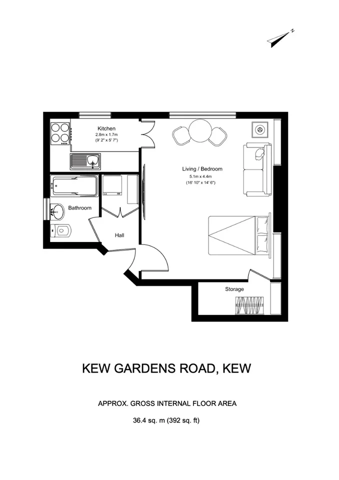 Flat Kew Gardens Road in Greater London
