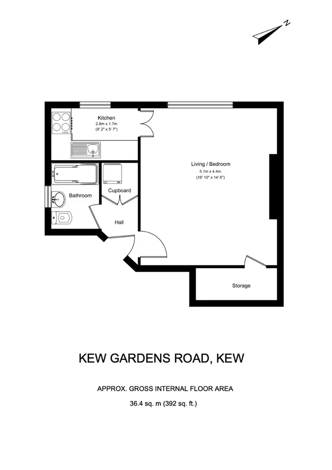 Flat Kew Gardens Road in Greater London