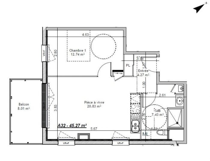 Flat Rue Pasteur in Mondeville