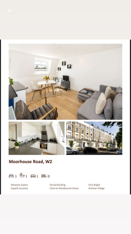 Flat Moorhouse Road in City of Westminster