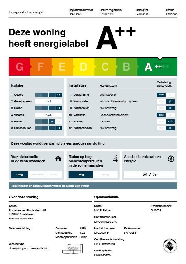 Appartement Burgemeester Rijnderslaan 482 in Amstelveen